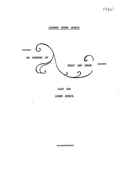 1984 An Evening of Music and Drama with the Lower School Logo