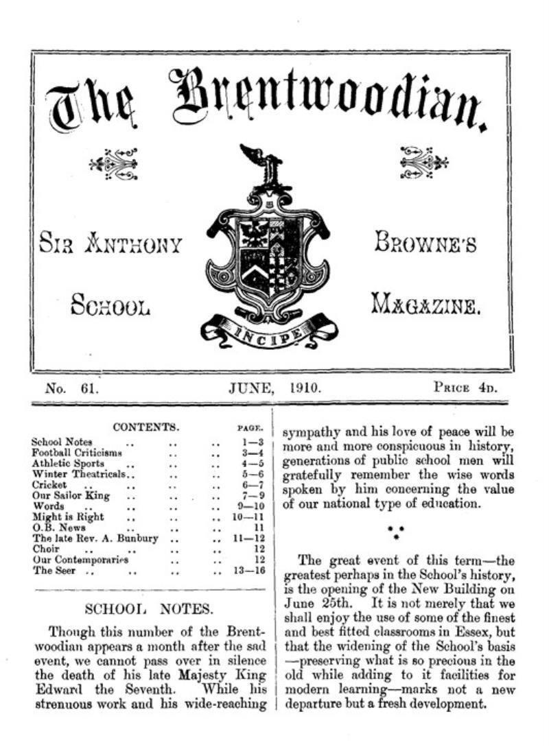 The Brentwoodian 1910s Logo