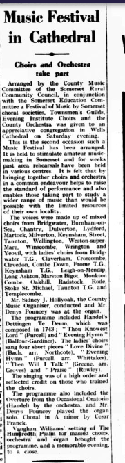 1957 - Music Festival Wells Cathedral