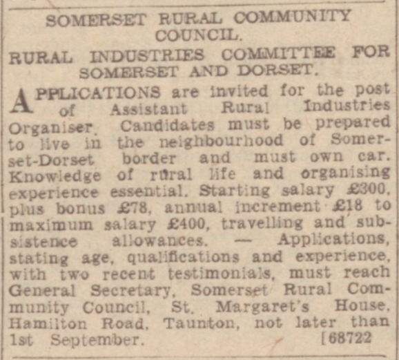 1947 - Assistant Rural Industries Organiser